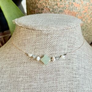 Green Aventurine & Pearl Dainty Choker